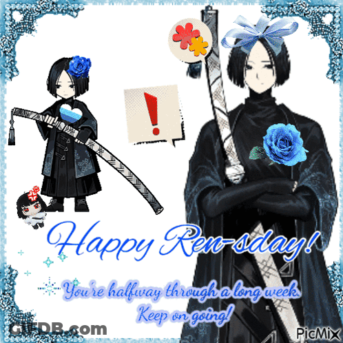 Girl With Sword Saying Happy Ren-Sday GIF