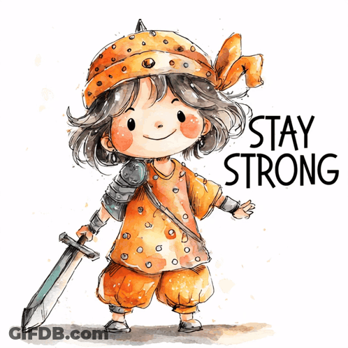 Girl With Sword Saying Stay Strong GIF