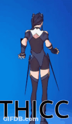 Girl With Sword Saying Thicc GIF