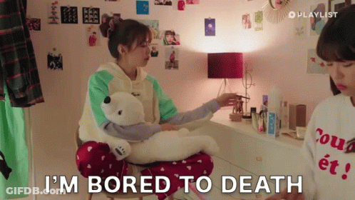 Girl With Teddy Bear Says I'm Bored To Death GIF