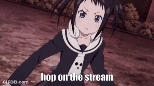 Girl With Text Hop On The Stream GIF