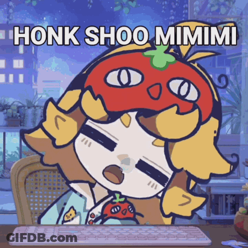Girl With Tomato On Head Honk Shoo Mimimi GIF
