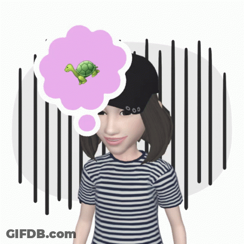 Girl With Turtle In Thought Bubble GIF
