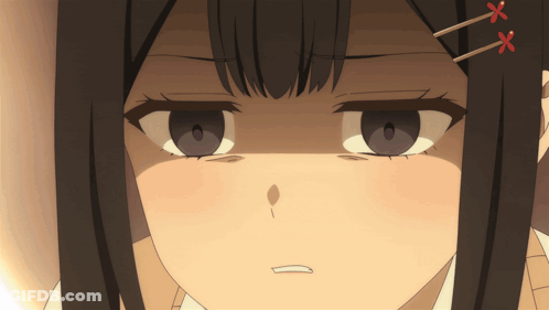 Girl With Two Red Crosses In Hair GIF