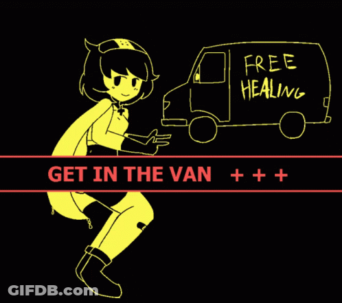 Girl With Van Saying Free Healing GIF