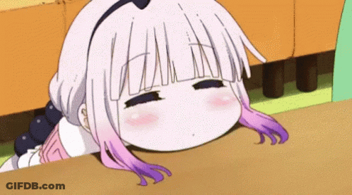 Girl With White And Purple Hair Laying On Table Eyes Closed GIF