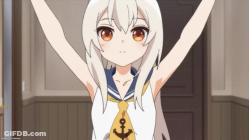 Girl With White Hair And Anchor Shirt GIF