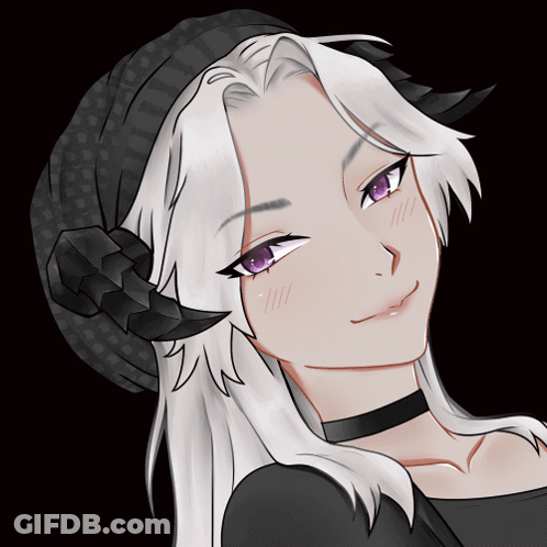 Girl With White Hair And Black Hat GIF