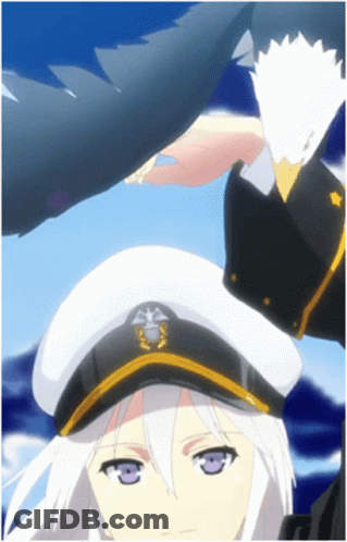 Girl With White Hair And Black Hat With Eagle GIF