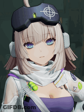 Girl With White Hair And Blue Eyes In Target Hat GIF
