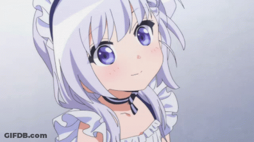 Girl With White Hair And Blue Eyes In White Dress GIF