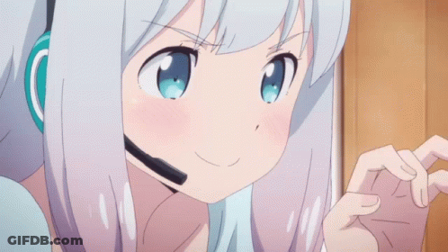 Girl With White Hair And Blue Eyes Licking Lips GIF