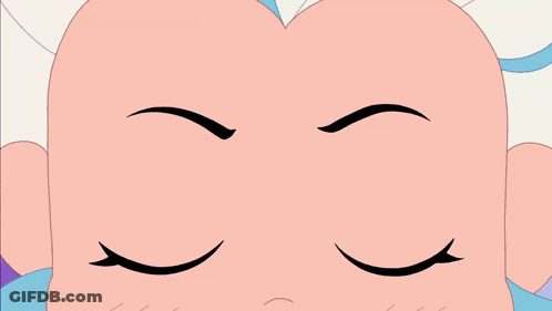 Girl With White Hair And Blue Eyes Surrounded By Blue Circles GIF
