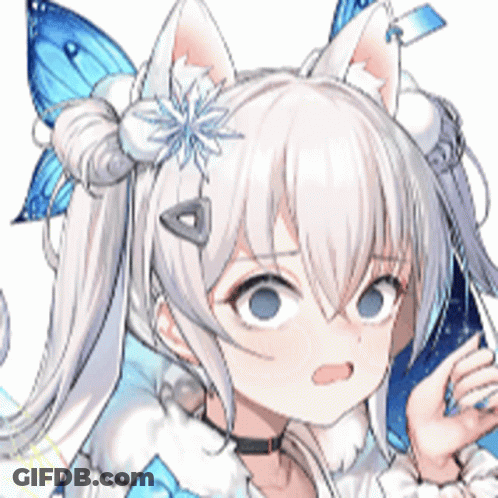 Girl With White Hair And Blue Eyes Wearing Choker GIF