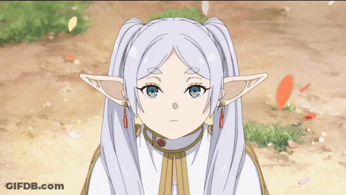 Girl With White Hair And Blue Eyes With Flower In Nose GIF