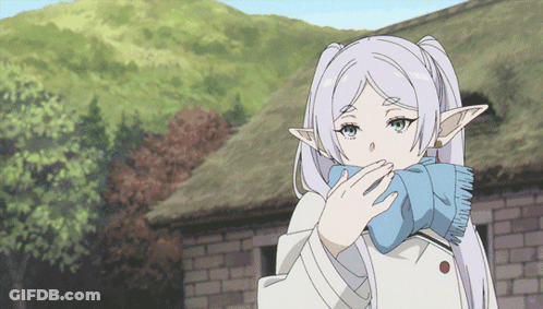 Girl With White Hair And Blue Scarf GIF