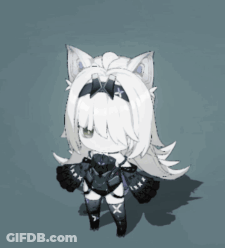Girl With White Hair And Bow GIF