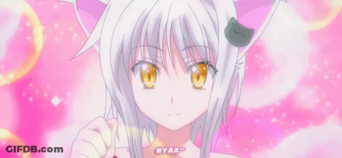 Girl With White Hair And Cat Ears Pointing GIF