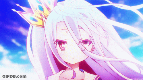 Girl With White Hair And Crown Looks At Camera GIF
