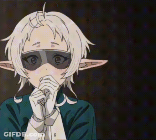 Girl With White Hair And Ears Wearing Mask GIF
