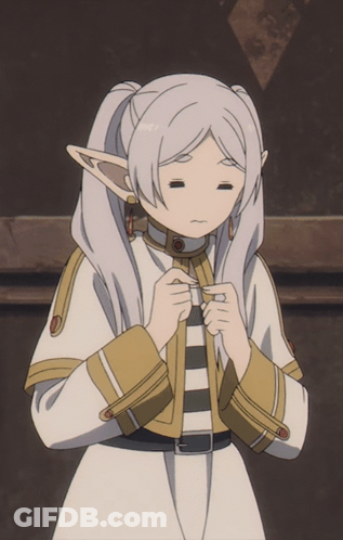 Girl With White Hair And Elf Ears Making Sad Face GIF