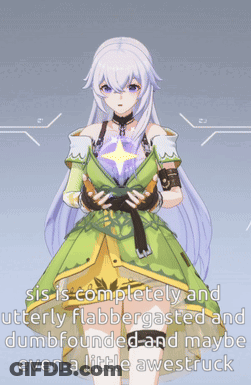 Girl With White Hair And Green Dress Saying Sis GIF