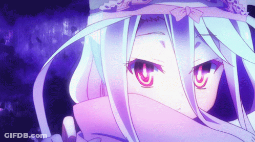 Girl With White Hair And Purple Eyes Close Up GIF