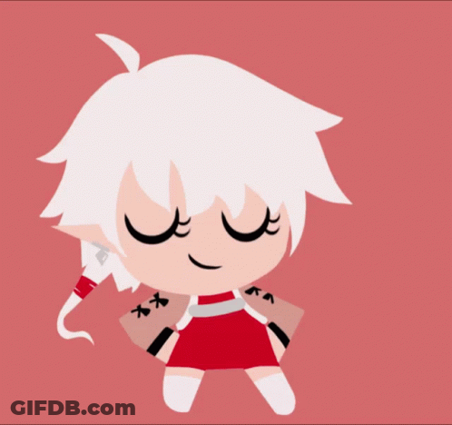 Girl With White Hair And Red Dress GIF