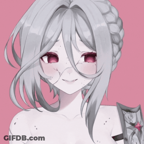 Girl With White Hair And Red Eyes Smiling GIF