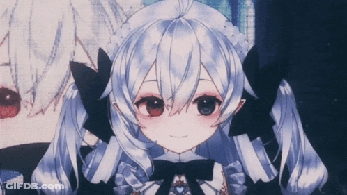 Girl With White Hair And Red Eyes Standing Next To Boy GIF