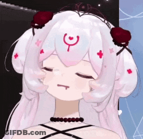 Girl With White Hair And Red Flowers GIF