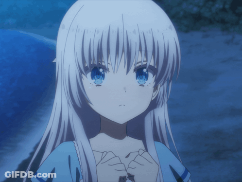 Girl With White Hair Blue Eyes Blue Dress GIF