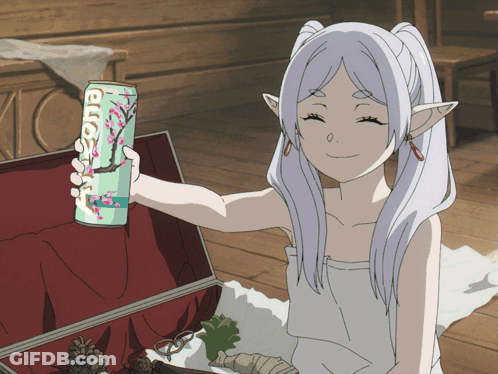 Girl With White Hair Holding Euphoria Can GIF