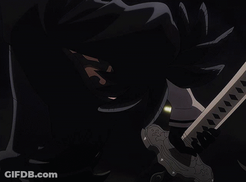 Girl With White Hair Holding Sword GIF
