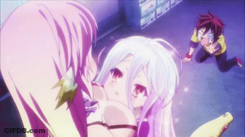 Girl With White Hair Kissing Another Girl GIF