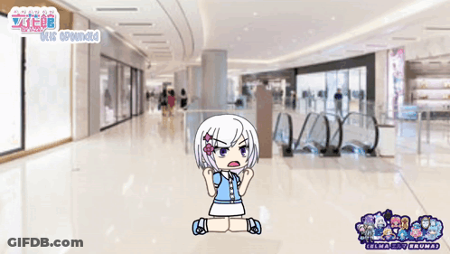 Girl With White Hair Kneeling At Gacha Life Sign GIF