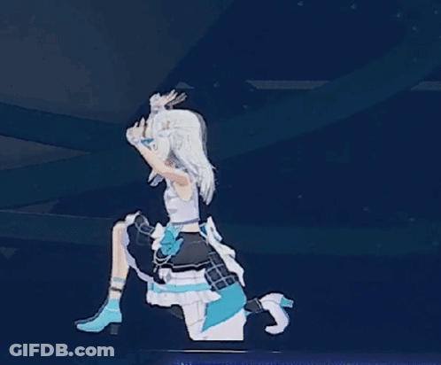 Girl With White Hair Kneeling Before Microphone GIF