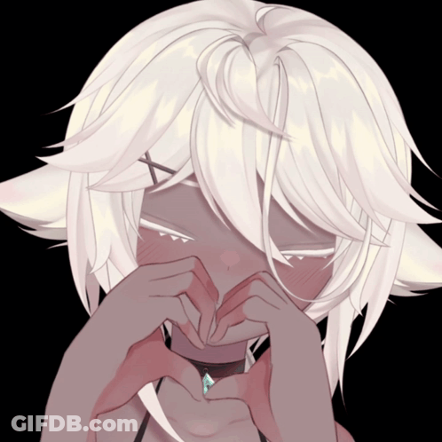 Girl With White Hair Making Heart With Hands GIF