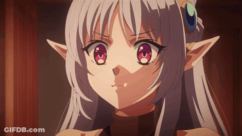 Girl With White Hair Pink Eyes And Crown On Ear GIF