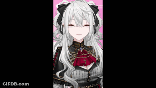 Girl With White Hair, Red Eyes, Black And Red Outfit GIF