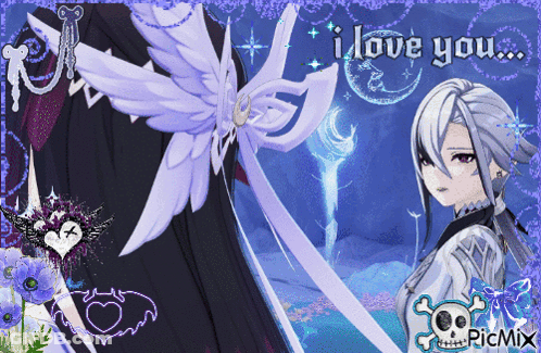 Girl With White Hair Saying I Love You GIF
