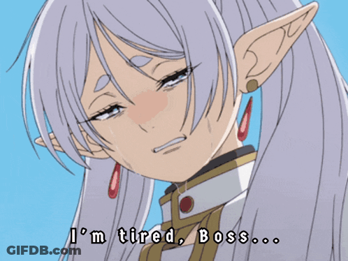 Girl With White Hair Saying Im Tired Boss GIF