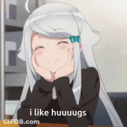 Girl With White Hair Smiling Says I Like Huuugg GIF