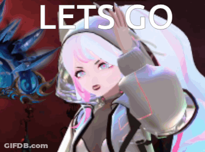 Girl With White Hair Standing Before Lets Go Sign GIF