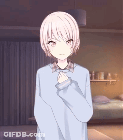 Girl With White Hair Standing In Bedroom GIF