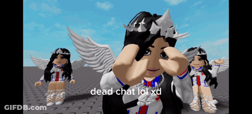 Girl With Wings And Crown Saying Dead Chat LOL Xd GIF