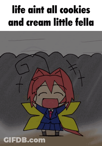 Girl With Wings Saying Life Aint All Cookies And Cream GIF
