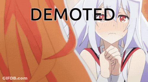 Girl With Word Demoted GIF