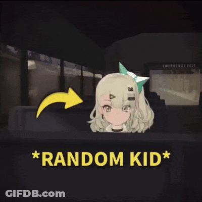Girl With Yellow Arrow Pointing To Random Kid GIF