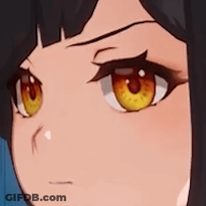 Girl With Yellow Eyes And Serious Expression GIF